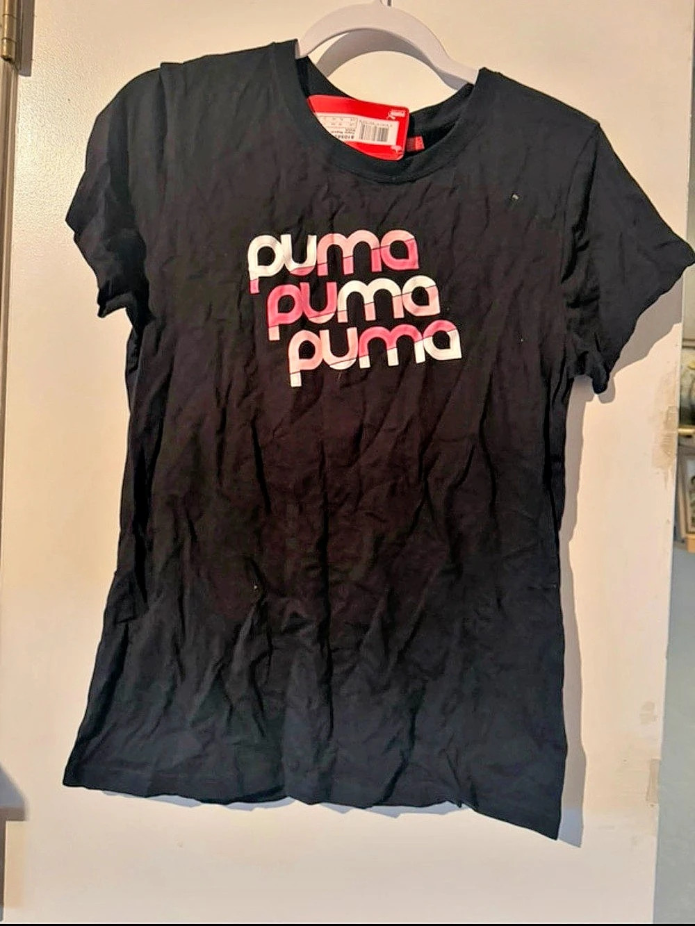 Puma Triple Repeat Tee Black & Pink Size Medium